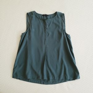 Madewell green blue silk henley tank top S
